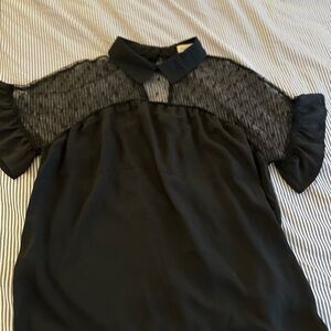 Lily White Black Ruffled Blouse